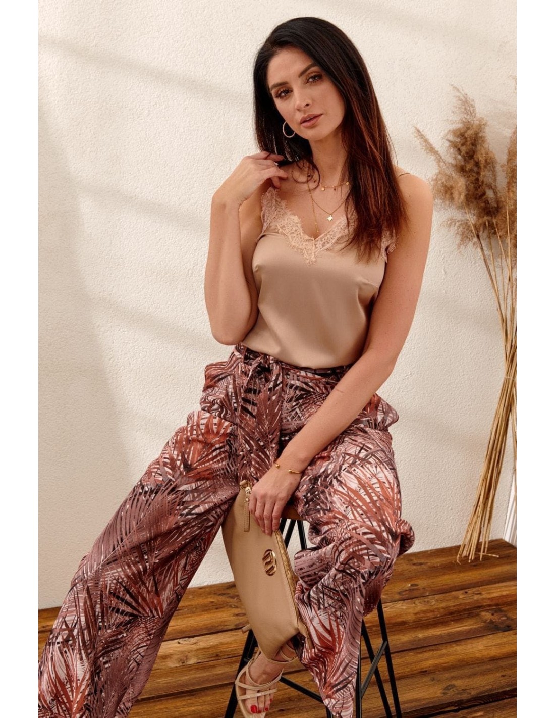 Pantaloni cu talie înaltă Cappuccino PR21940 - Magazin online - Boutique